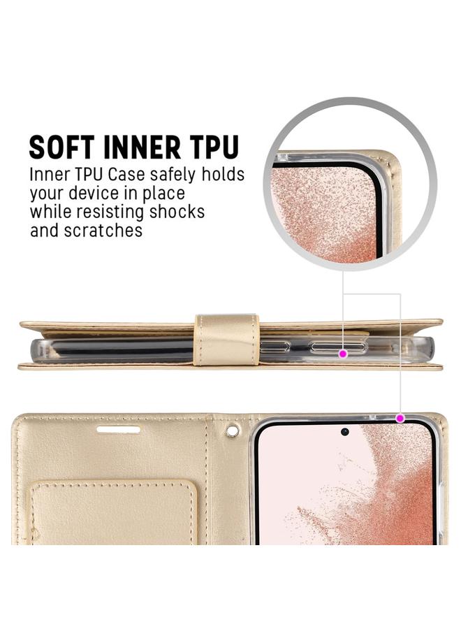 GOOSPERY Case For Samsung Galaxy S23+ 5G RICH DIARY Crazy Horse Texture Leather Phone Case - Image 4