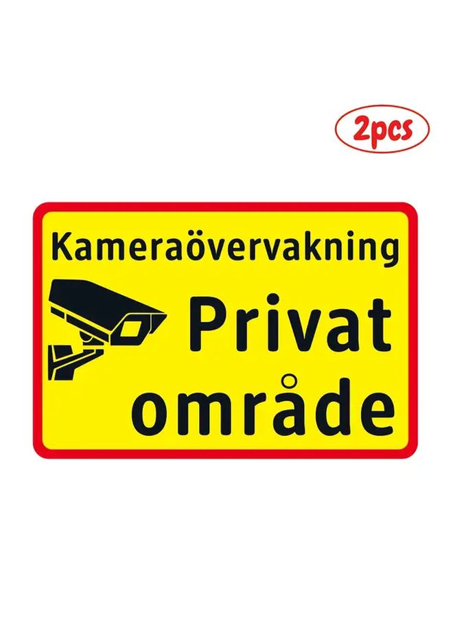 2 قطعة من ملصقات تحذير المراقبة باللغة السويدية مقاس 24×16 سم، ملصق PVC لمنع الدخول إلى المنطقة الخاصة - Image 1