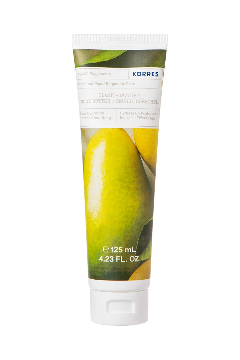 KORRES Elasti-Smooth Body Butter Cream, Dry Skin Lotion with Shea Butter and Almond Oil, Moisturizing, Firming, Tightening and Hydrating After Shower Care, Bergamot Pear, 4.23 Fl Oz - Image 1