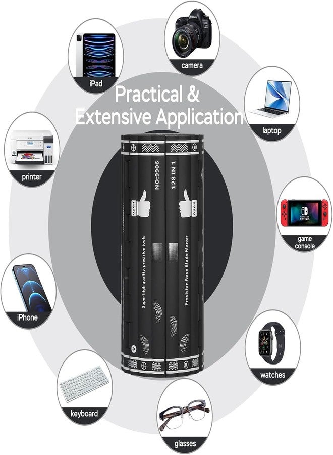 XIKKART 128 In 1 Electronics Precision Screwdriver Set,Professional Magnetic Repair Tool Kit With 122 Bits For Computer,PC,Iphone,Laptop,Game Console,Watch,Xbox,PS5,Macbook,Ring Doorbell,Grey - Image 5