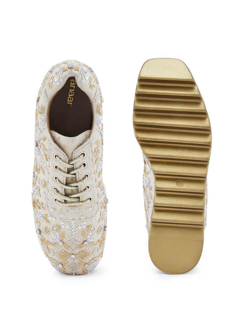 Anaar Kaleera Drop WEDGE SNEAKERS, Womens Festive, Special Occasion and Partywear Premium Shoes