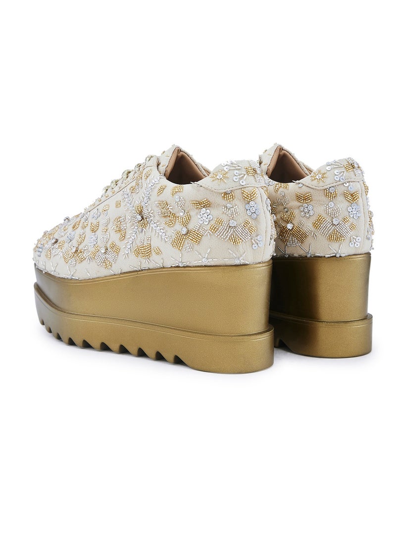 Anaar Kaleera Drop WEDGE SNEAKERS, Womens Festive, Special Occasion and Partywear Premium Shoes