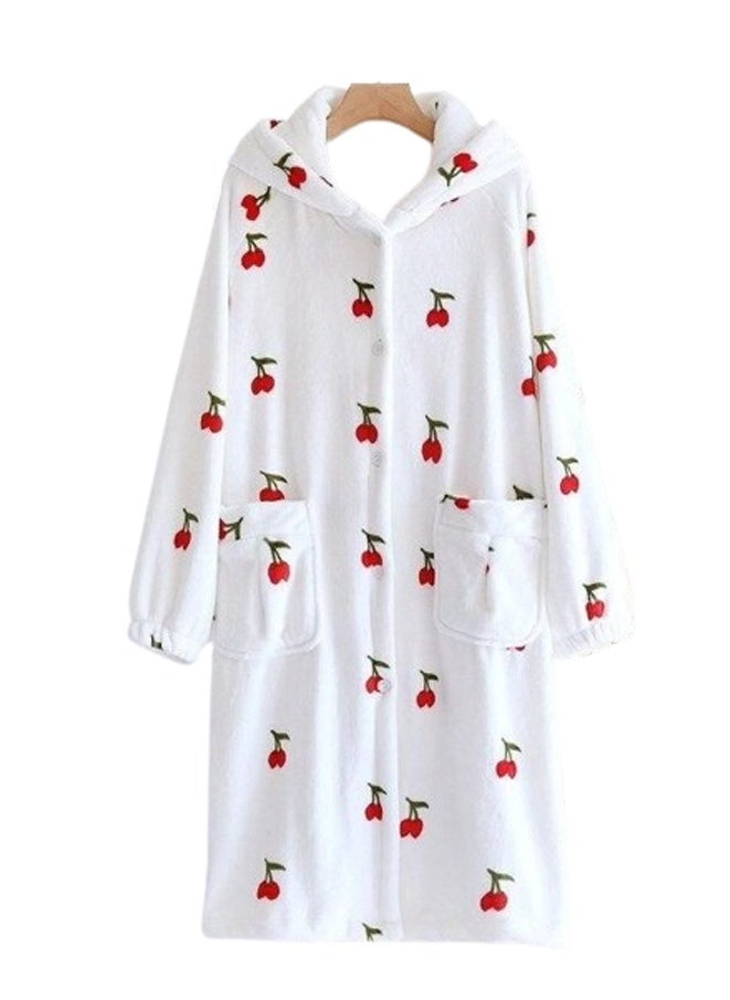 Generic One-piece winter blanket - Cherries - White 