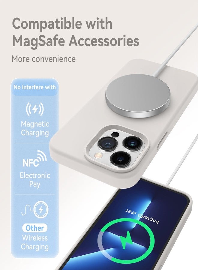 AOTESIER Magnetic for iPhone 13 Pro Phone Case, [Compatible with MagSafe][Military Shockproof Protection] Silicone Case with Soft Microfiber Lining, Camera & Screen Protection 6.1 inch, Stone - Image 3