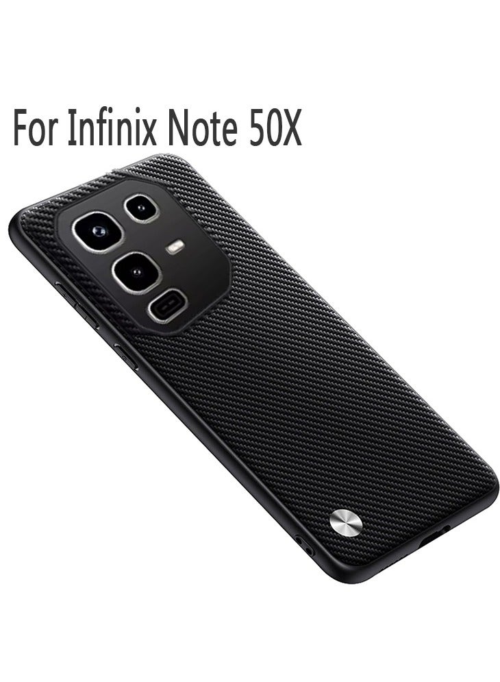 Case for Infinix Note 50X, Slim Business Leather Cover with All-Inclusive Lens Protection Minimalist Shockproof Back Case Shell,Black - Image 1