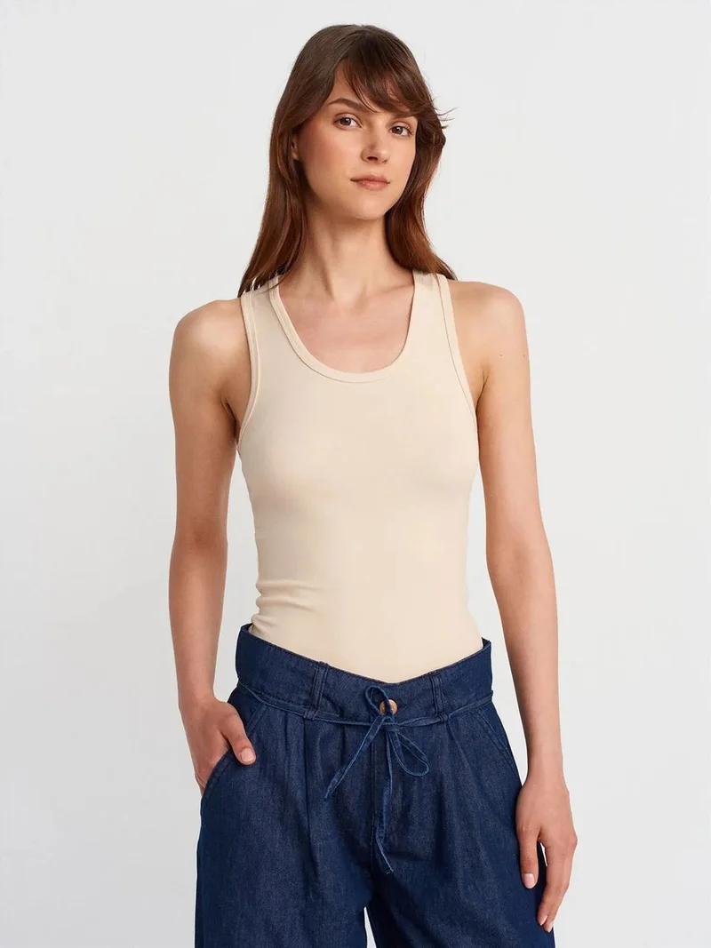 ديلفين Dilvin Ribbed Sleeveless Cami Blouse