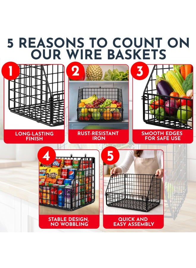 Culinary Couture 3-Tier Wire Hanging Basket for Organizing, Heavy-Duty Hanging Wall Baskets for Storage with Adjustable Chalkboards & S-Hooks, Minimalist Hanging Fruit Basket for Kitchen, Black - Image 4