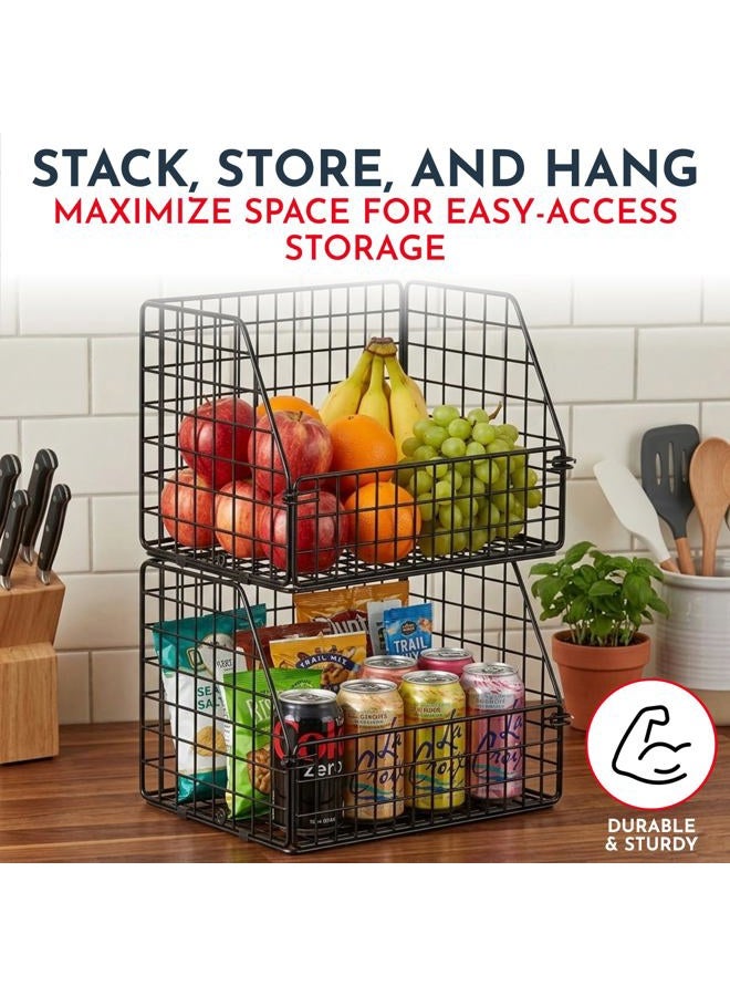 Culinary Couture 3-Tier Wire Hanging Basket for Organizing, Heavy-Duty Hanging Wall Baskets for Storage with Adjustable Chalkboards & S-Hooks, Minimalist Hanging Fruit Basket for Kitchen, Black - Image 5
