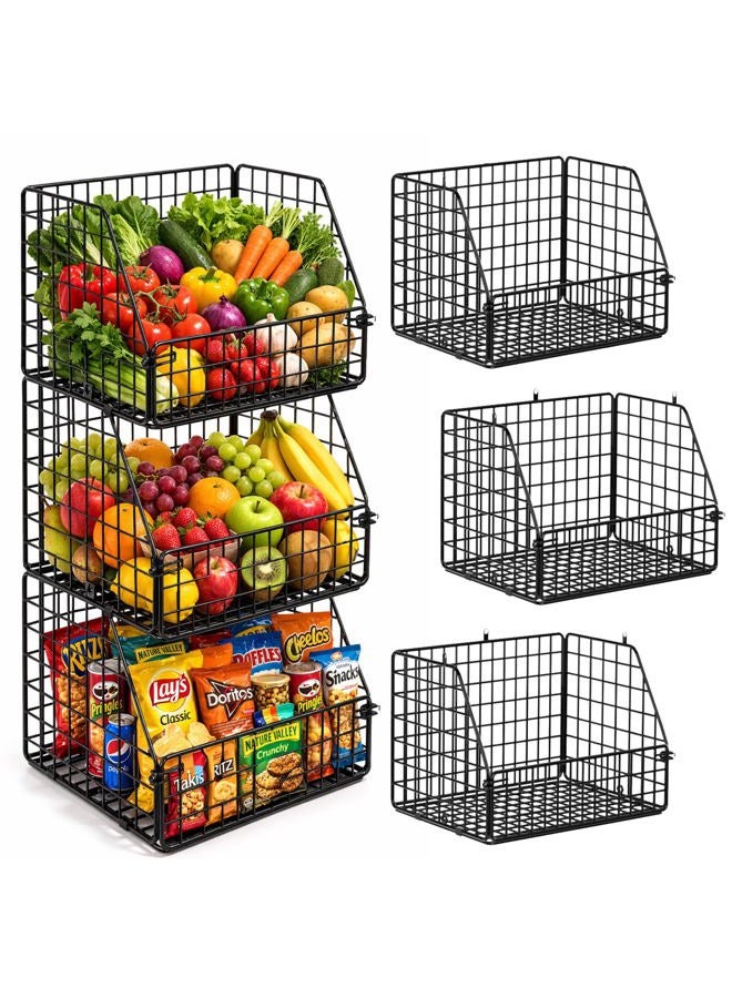 Culinary Couture 3-Tier Wire Hanging Basket for Organizing, Heavy-Duty Hanging Wall Baskets for Storage with Adjustable Chalkboards & S-Hooks, Minimalist Hanging Fruit Basket for Kitchen, Black - Image 1