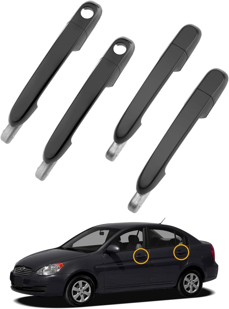 Exterior Door Handles Compatible with Hyundai Accent 2006-2011 & for Dodge Attitude 2006-2011 – Front Left Driver Side + Front Right Passenger Side + Rear Left + Rear Right – Replace OEM 826601E050 - Image 1
