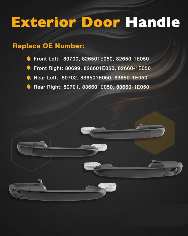 Exterior Door Handles Compatible with Hyundai Accent 2006-2011 & for Dodge Attitude 2006-2011 – Front Left Driver Side + Front Right Passenger Side + Rear Left + Rear Right – Replace OEM 826601E050 - Image 3