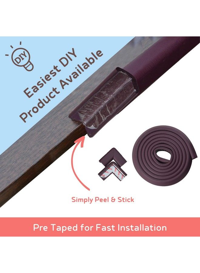 BABYSAFEHOUSE Pre Taped Furniture Edge Guard And Corner Protector 6.5Ft Edge + 4 Corner Guards (Brown Color) For Baby Proofing & Child Safety - Image 3