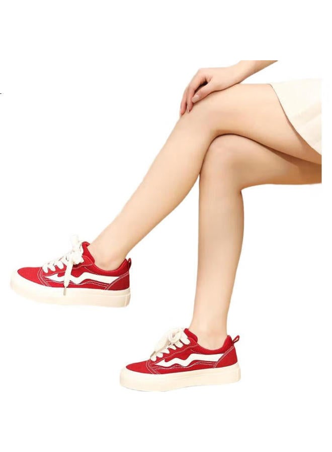 ZHR Canvas Shoes Women Classic All-Match Student Board Shoes Women Comfortable Breathable Thick-Soled Casual Women'S Shoes Cs11 Red 37 - Image 2