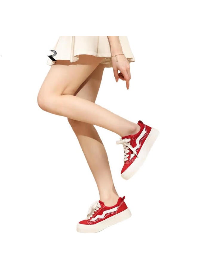 ZHR Canvas Shoes Women Classic All-Match Student Board Shoes Women Comfortable Breathable Thick-Soled Casual Women'S Shoes Cs11 Red 37 - Image 3