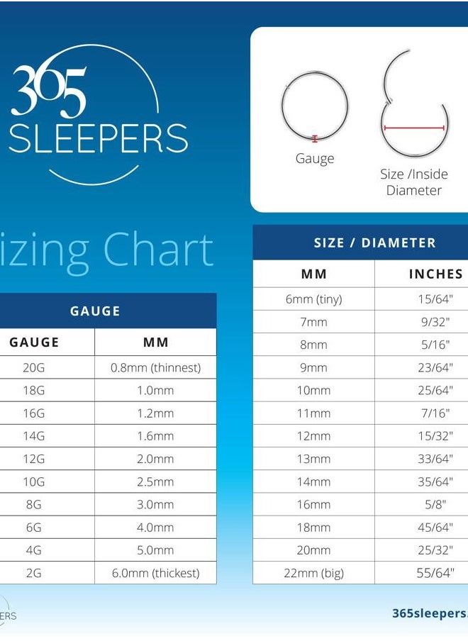 365 Sleepers - (10mm) 925 Solid Sterling Silver Australian Made Faceted Hinged Sleeper Earrings Nose Lip Septum Tragus Hoop Segment Ring Nickel Free Hypoallergenic - Image 1
