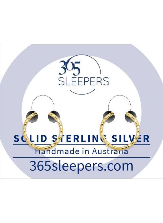 365 Sleepers - (10mm) 925 Solid Sterling Silver Australian Made Faceted Hinged Sleeper Earrings Nose Lip Septum Tragus Hoop Segment Ring Nickel Free Hypoallergenic - Image 1
