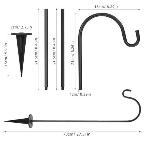 BESPORTBLE 2 Pcs Iron Floor Plug Bird Feeder Solar Lights for Outside Lawn Decorations Outdoor Hanging Flower Stand Outdoor Plant Rack Hanging Hooks Outdoor ShepherdHooks Adjustable Small 29 Inch - Image 3
