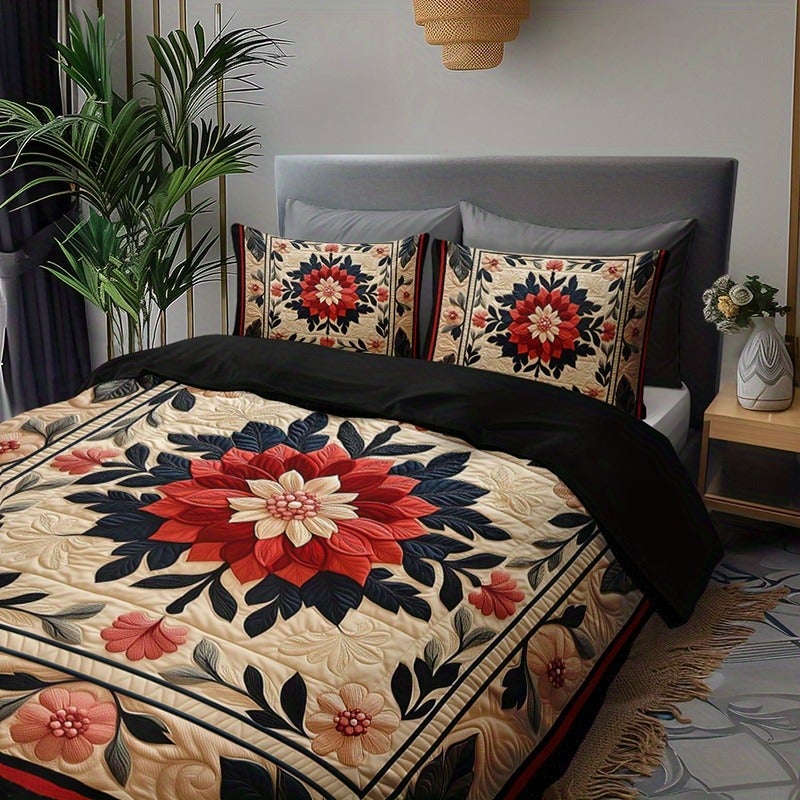 2/3pcs Exquisite Peony Floral Print Duvet Cover Set, 1 Duvet Cover + 1/2 Pillowcases (Pillow Inserts Not Included), All-Season Home and Dormitory High-Definition Printed Bed Sheet Set - Image 3