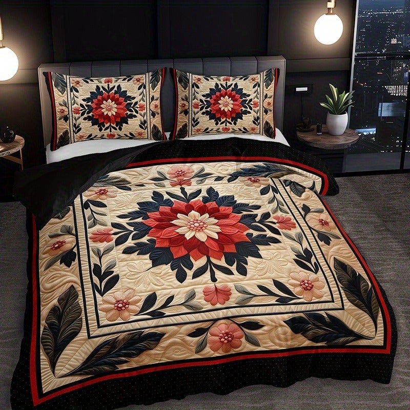 2/3pcs Exquisite Peony Floral Print Duvet Cover Set, 1 Duvet Cover + 1/2 Pillowcases (Pillow Inserts Not Included), All-Season Home and Dormitory High-Definition Printed Bed Sheet Set - Image 1