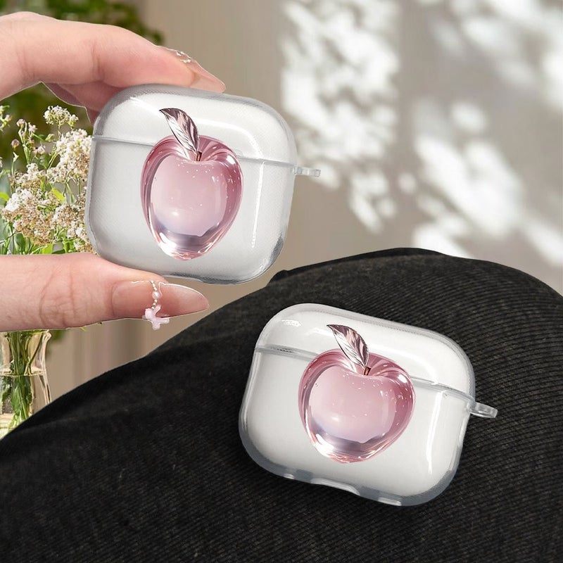 حافظة AirPods Pro شفافة وردية مطبوعة بالأشعة فوق البنفسجية هدية بسيطة - Image 3