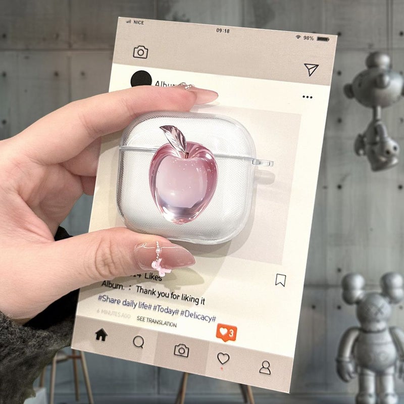 حافظة AirPods Pro شفافة وردية مطبوعة بالأشعة فوق البنفسجية هدية بسيطة - Image 1
