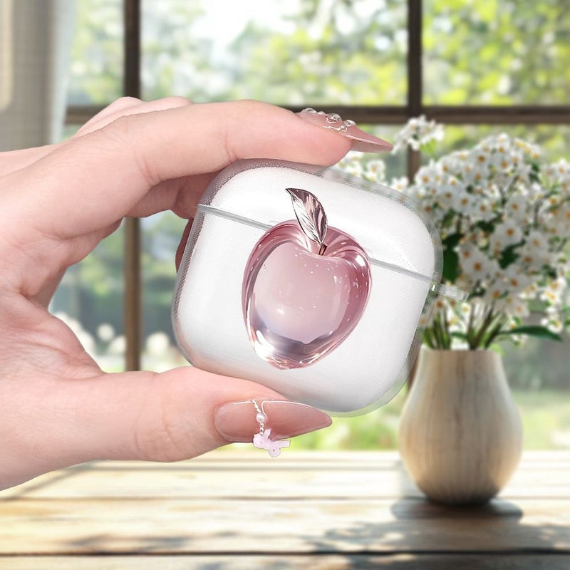 حافظة AirPods Pro شفافة وردية مطبوعة بالأشعة فوق البنفسجية هدية بسيطة - Image 2