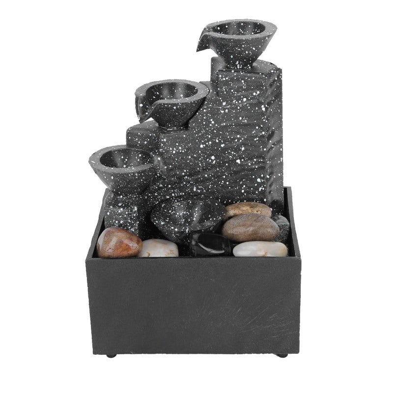Desktop USB Water Fountain: Mini Size With USB Power Cord & Battery Compatibility - Decorative LED Lights & Irregular Stones Tabletop Water Fountain for Home Office Bedroom Living Room Study Tea Room - Image 5