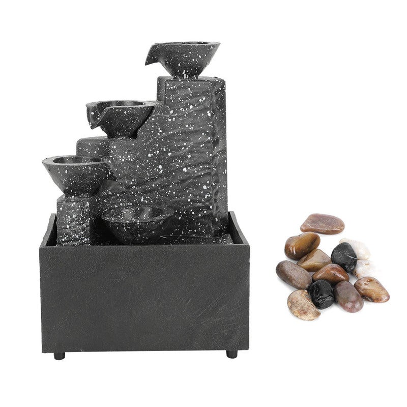 Desktop USB Water Fountain: Mini Size With USB Power Cord & Battery Compatibility - Decorative LED Lights & Irregular Stones Tabletop Water Fountain for Home Office Bedroom Living Room Study Tea Room - Image 3