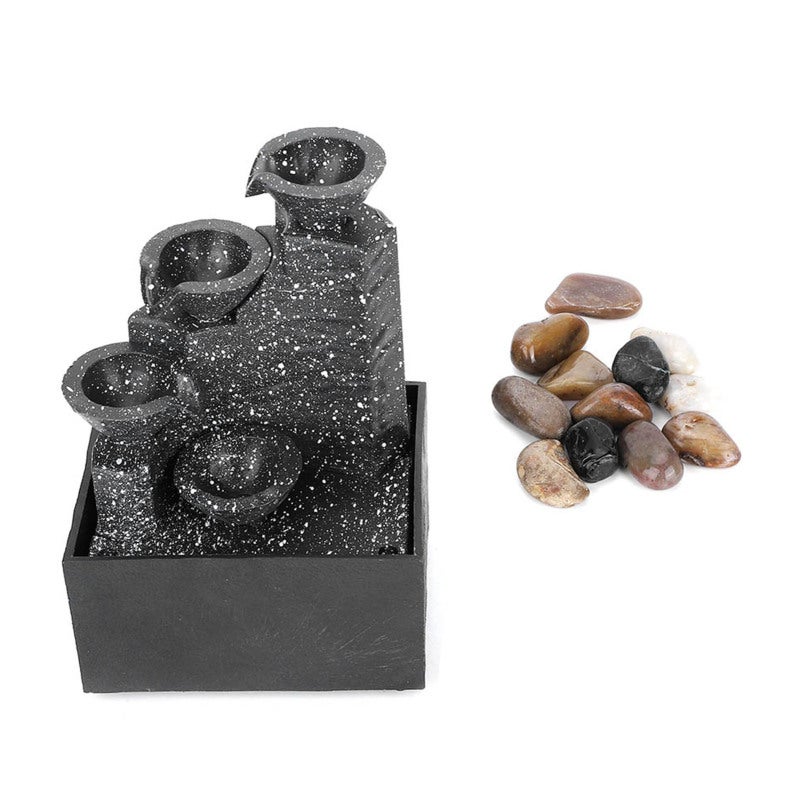 Desktop USB Water Fountain: Mini Size With USB Power Cord & Battery Compatibility - Decorative LED Lights & Irregular Stones Tabletop Water Fountain for Home Office Bedroom Living Room Study Tea Room - Image 4