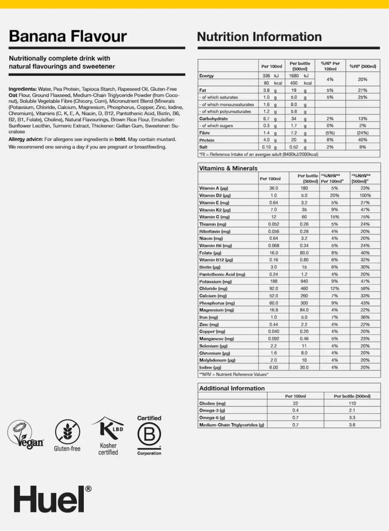 هيلي هويل وجبة كاملة بروتين ميلك شيك بنكهة الموز 500 مل، عبوة من 8 قطع - Image 3