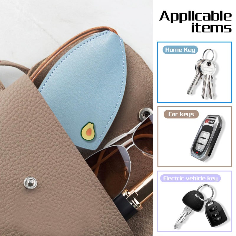 WisePoint Cute Key Fob Case 4PCS, PU Leather Car Key Case Portable Key Pouch for Car Keys, Personalized Pull Out Key Bag (black/blue/pink/yellow) - Image 3