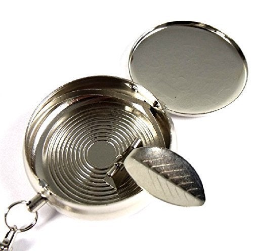 SmartDealsPro Stainless Steel Portable Pocket Circular Ashtray Key Chain with Cigarette Snuffer - Image 2