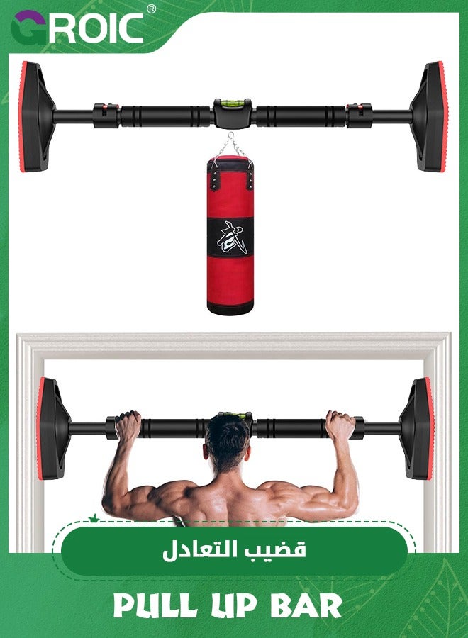 GROIC Pull Up Bar for Hallway or Doorway,Strength Training Pull-Up Bars with Hunging Punching Bag,Chin Up Bar with Suppprt Frame,Level Mete,Body Workout Exercise Fitness Bar - Image 1