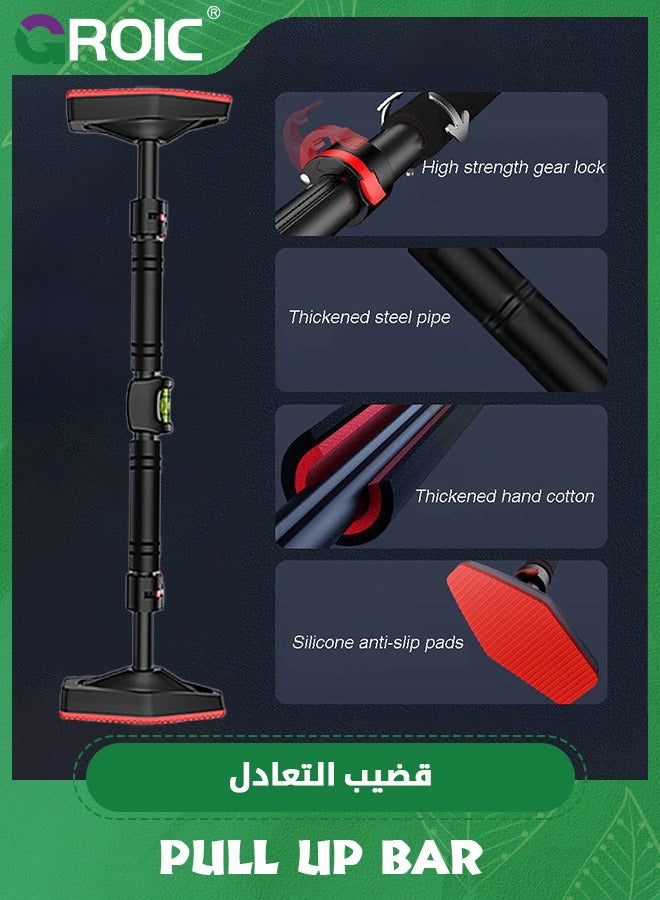 GROIC Pull Up Bar for Hallway or Doorway,Strength Training Pull-Up Bars with Hunging Punching Bag,Chin Up Bar with Suppprt Frame,Level Mete,Body Workout Exercise Fitness Bar - Image 3