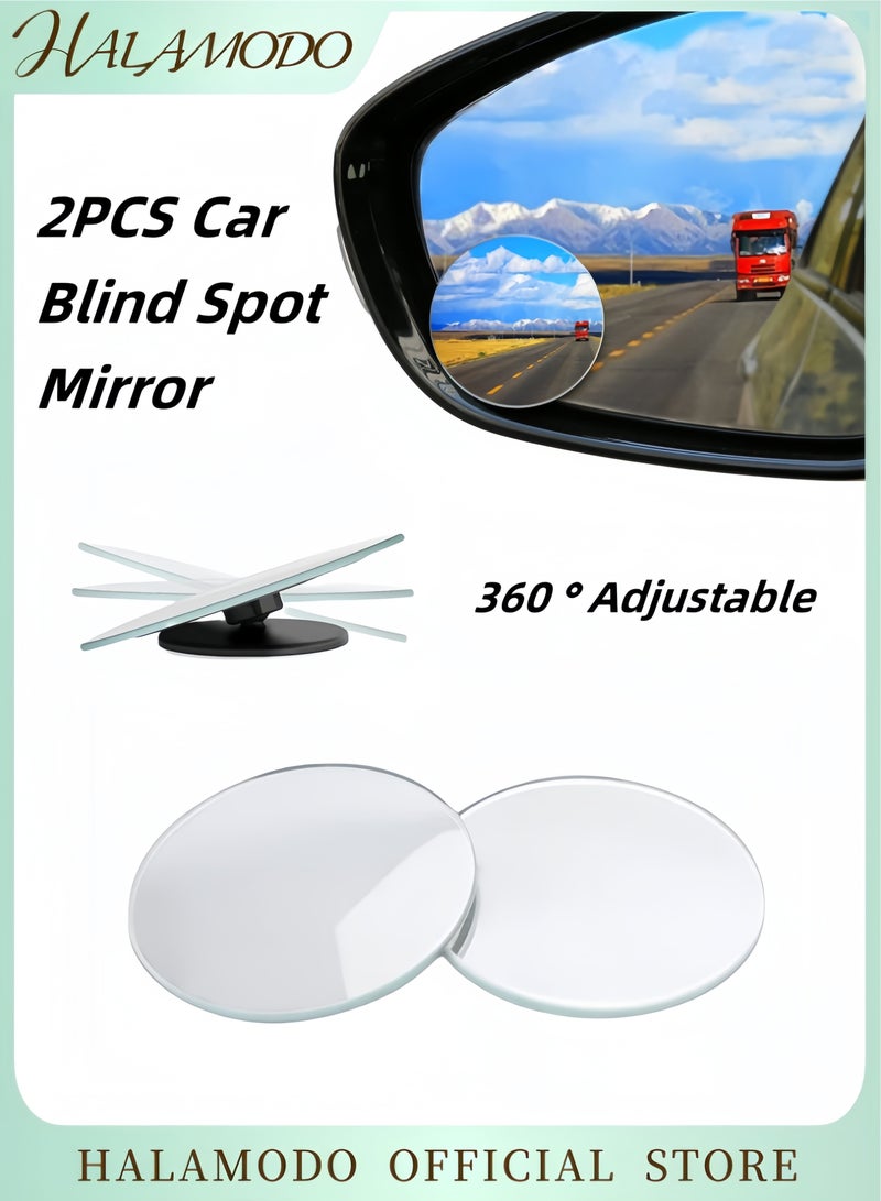 Halamodo 2PCS Car Blind Spot Mirrors Round HD Glass Frameless Convex Side Mirror Blindspot 360° Wide Angle Rear View Car Mirrors for Cars & SUVs & Trucks - Image 1
