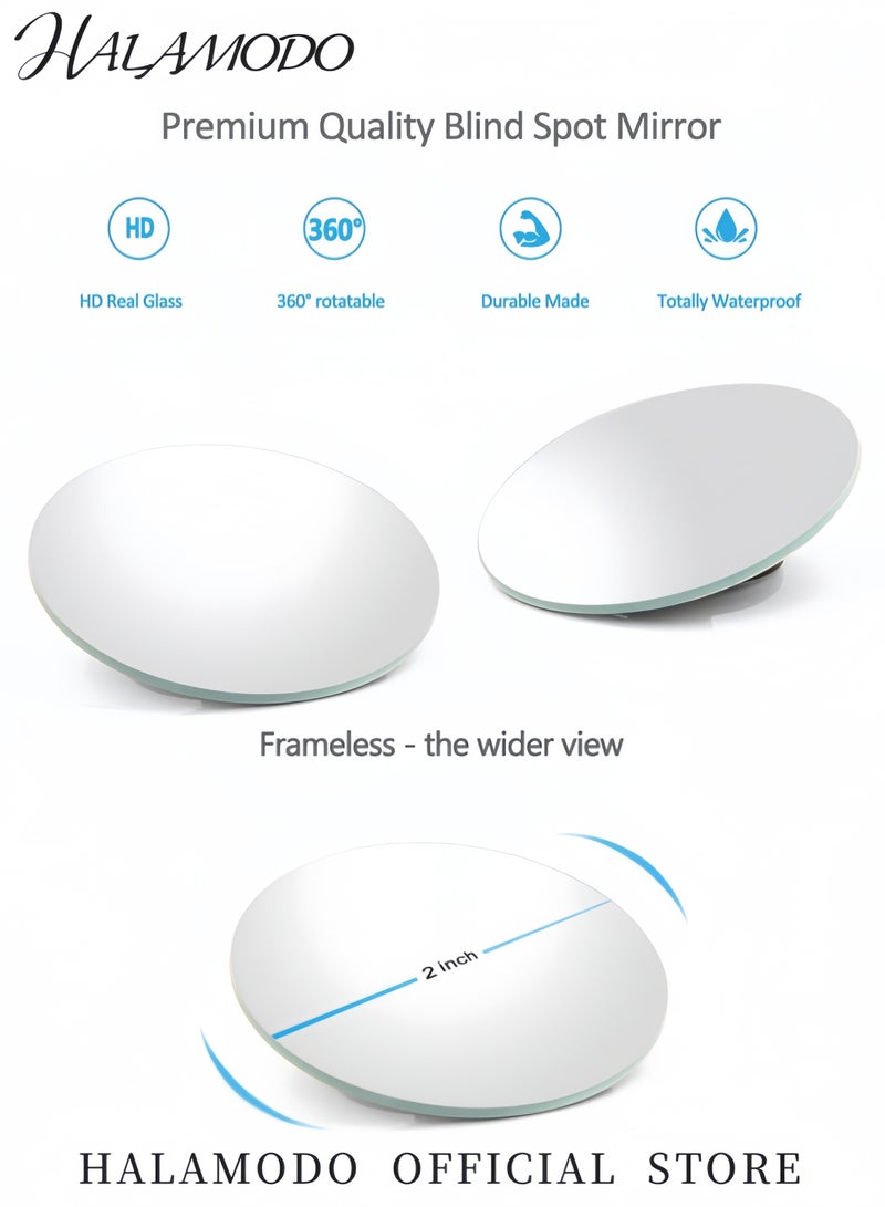 Halamodo 2PCS Car Blind Spot Mirrors Round HD Glass Frameless Convex Side Mirror Blindspot 360° Wide Angle Rear View Car Mirrors for Cars & SUVs & Trucks - Image 3