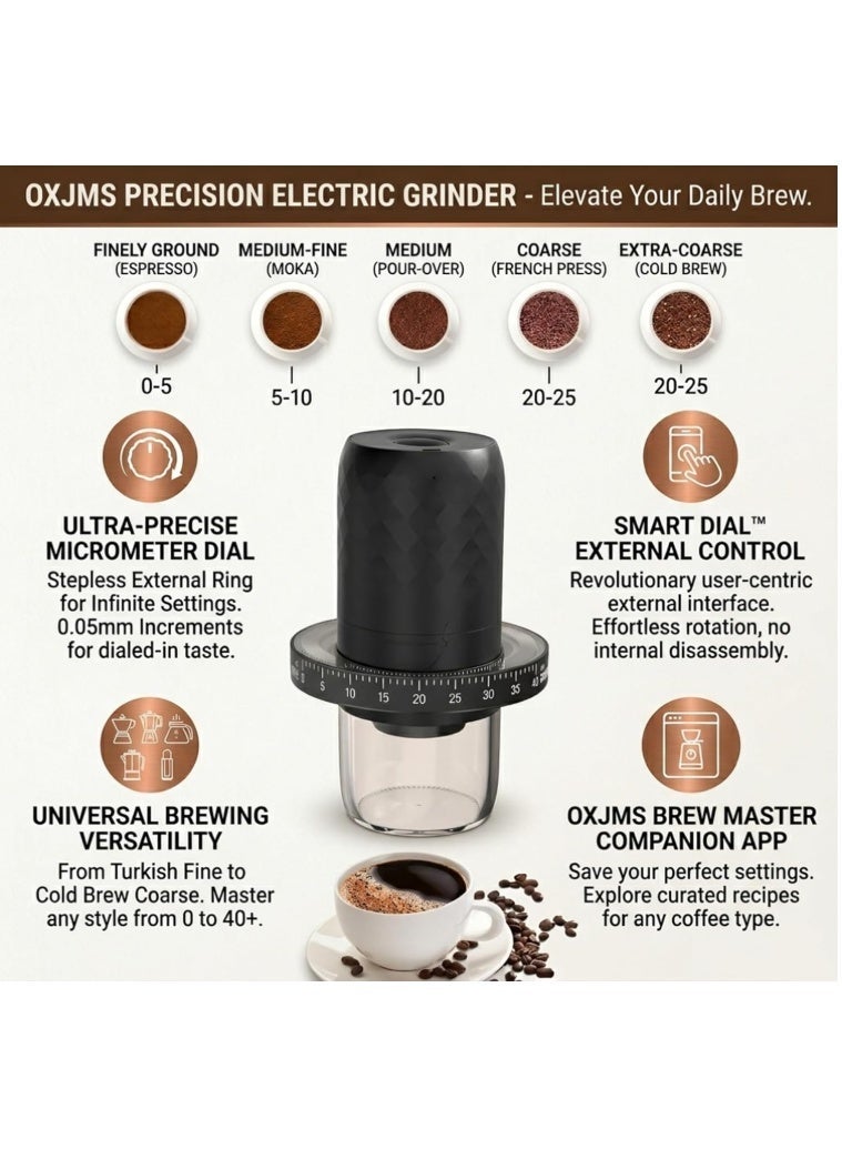 Hirospace Electric Coffee Grinder, Type-C Rechargeable, Portable Coffee Bean Grinder for Home & Travel, Black - Image 3