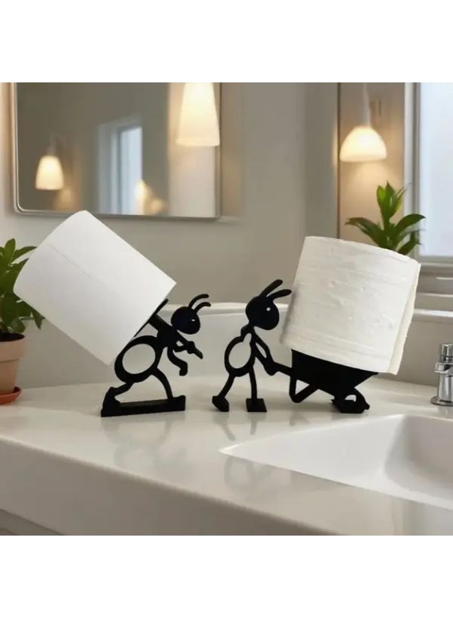 2pcs Ant Shaped Toilet Paper Holders Self Adhesive Plastic For Bathroom Office Decor - Image 1