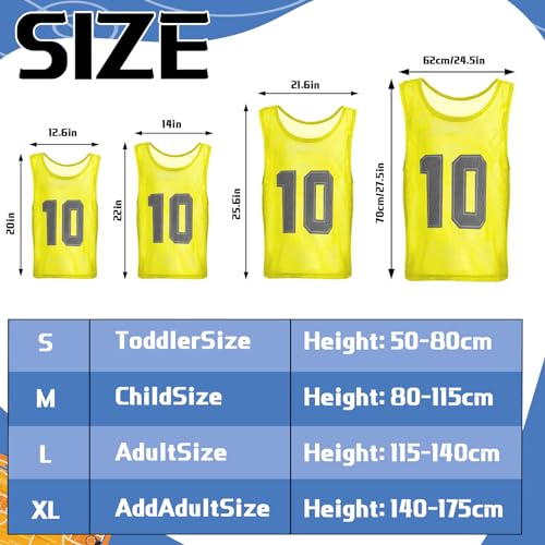 Hercicy 24 Pcs Youth Pinnies Soccer Pinnies Training Vest Adult Mesh Reversible Numbered Football Jersey(Medium,Orange, Yellow) - Image 2