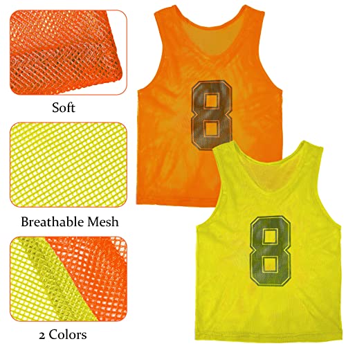 Hercicy 24 Pcs Youth Pinnies Soccer Pinnies Training Vest Adult Mesh Reversible Numbered Football Jersey(Medium,Orange, Yellow) - Image 4