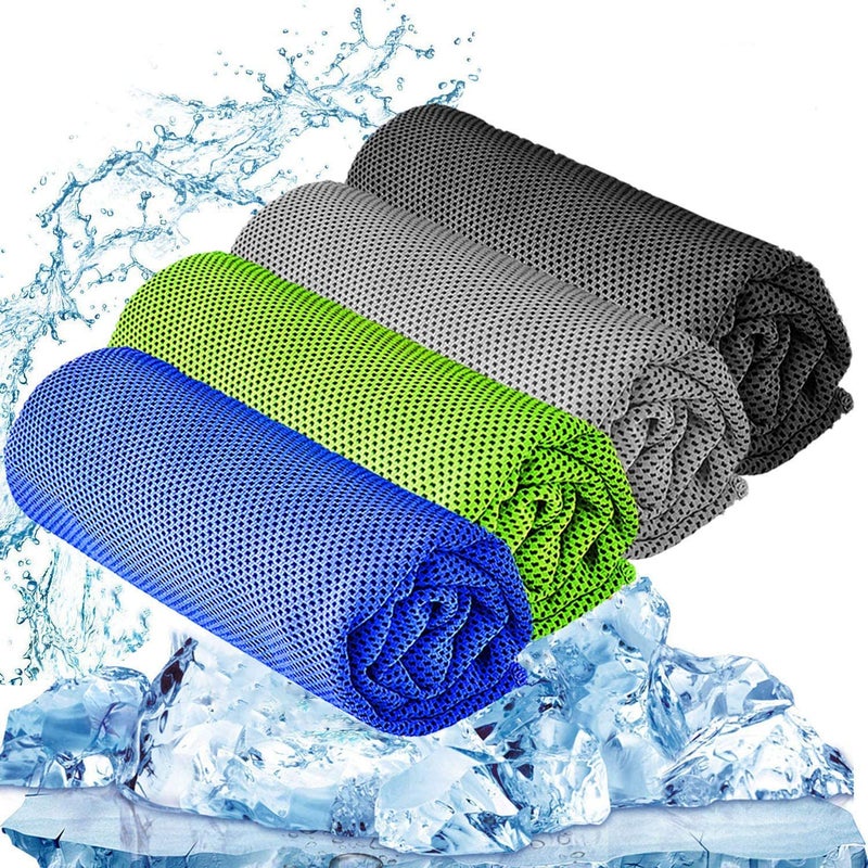 P Plus Fire Travel Towel - Compact & Ultra Soft Microfiber Camping Towel - Quick Dry Towel - Super Absorbent & Lightweight for Sports, Beach, Gym, and Yoga(Black+Blue+Green+Grey, Pack of 4) - Image 1