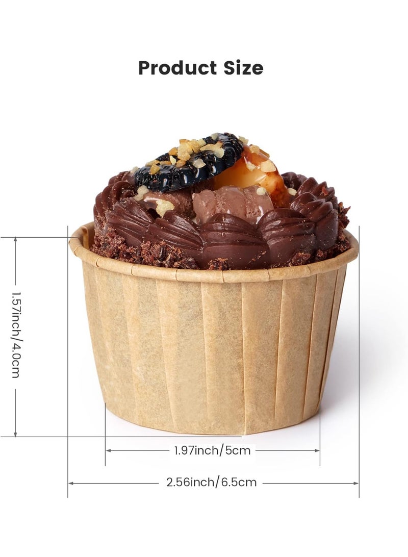 كاكابو 50 كوب كب كيك بني قياسي الحجم، أكواب خبز مقاومة للدهون، أكواب خبز مافن، ورق ثقيل مقاوم للدهون، مناسب لحفلات الزفاف وأعياد الميلاد والحفلات والهدايا. - Image 2