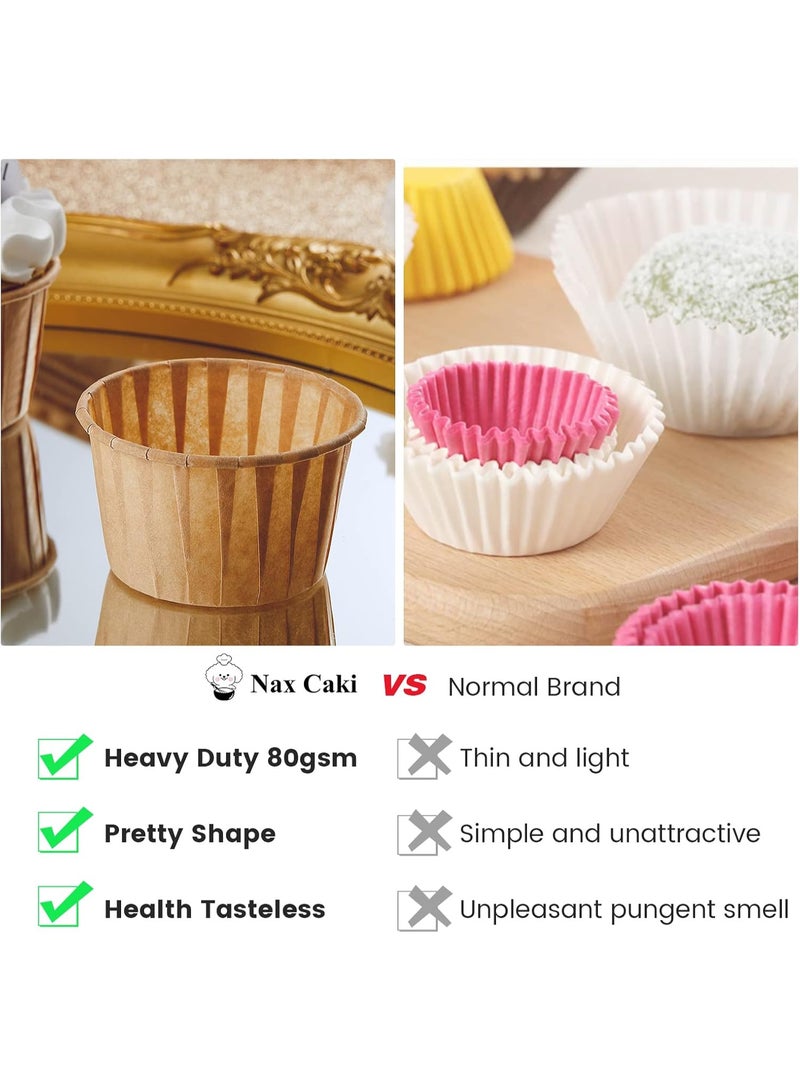 كاكابو 50 كوب كب كيك بني قياسي الحجم، أكواب خبز مقاومة للدهون، أكواب خبز مافن، ورق ثقيل مقاوم للدهون، مناسب لحفلات الزفاف وأعياد الميلاد والحفلات والهدايا. - Image 3