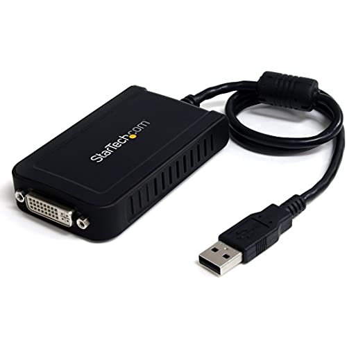 StarTech.com USB to DVI Adapter - 1920x1200 - External Video & Graphics Card - Dual Monitor Display Adapter - Supports Windows (USB2DVIE3) Black - Image 1