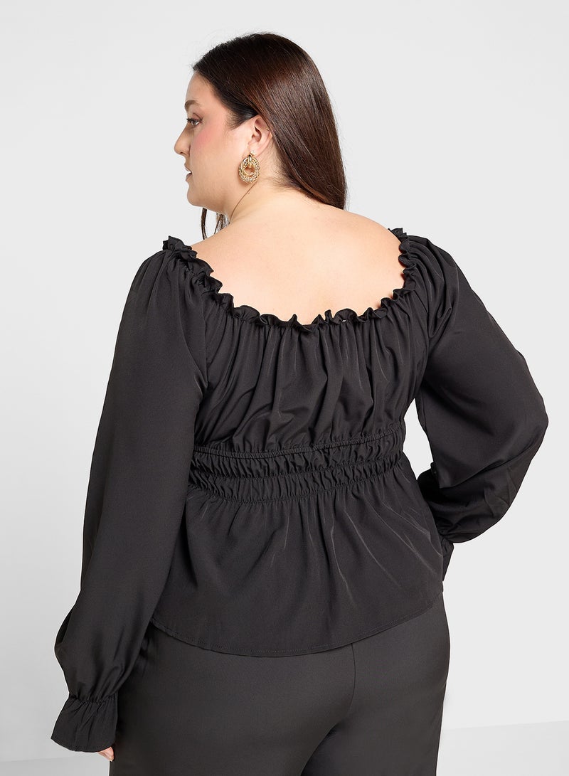Ginger Plus Puff Sleeves Sweetheart Neckline Top - Image 2