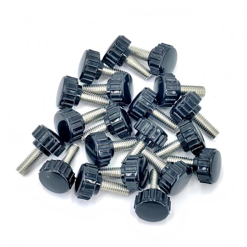heyday M6x16mm 304 Stainless Steel Threaded Knurled Thumbscrew Screw on Knobs Grips Black Round Clamping Screw, Black(20 Pcs) - Image 4