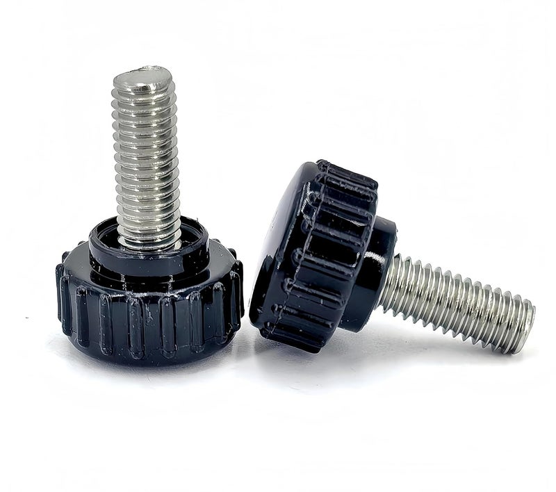 heyday M6x16mm 304 Stainless Steel Threaded Knurled Thumbscrew Screw on Knobs Grips Black Round Clamping Screw, Black(20 Pcs) - Image 1