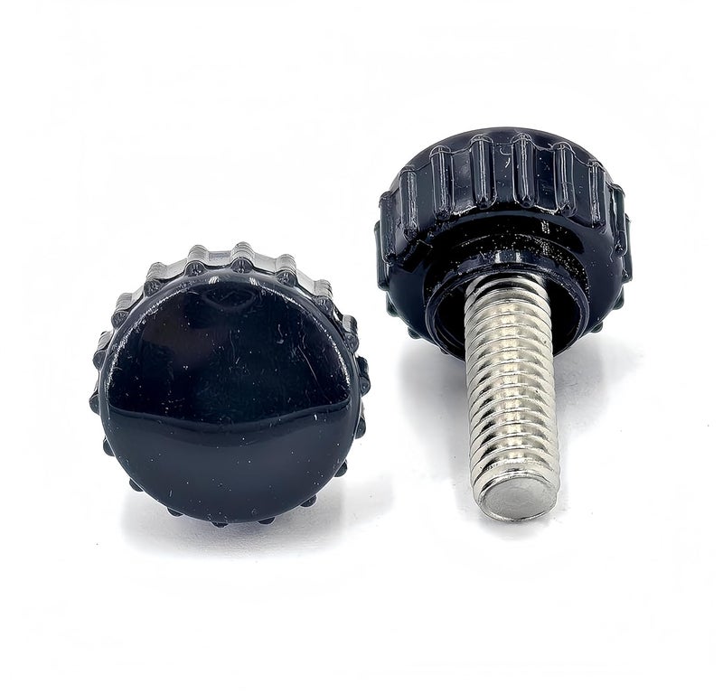 heyday M6x16mm 304 Stainless Steel Threaded Knurled Thumbscrew Screw on Knobs Grips Black Round Clamping Screw, Black(20 Pcs) - Image 3
