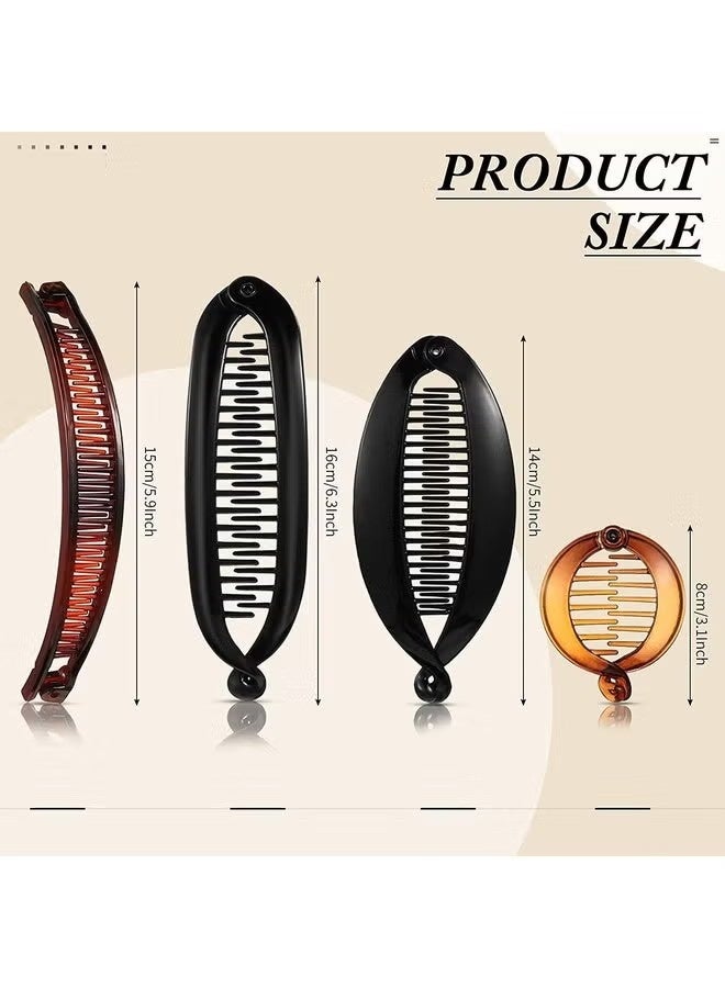 12 Pack Large Double Comb Banana Hair Clips, 4 Styles, Ponytail Holders for Women - Image 2