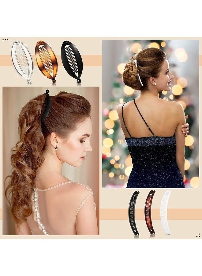 12 Pack Large Double Comb Banana Hair Clips, 4 Styles, Ponytail Holders for Women - Image 3